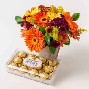 Arranjo de Margaridas e Rosas Amarelas